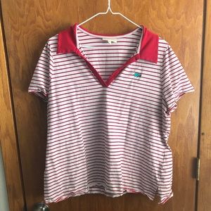 💜2 for 15💜 Red striped plus size polo